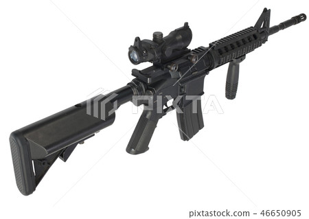 M4 Carbine with ACOG optic and a foregrip isolated M4 Carbine with ACOG optic and a foregrip isolated 46650905