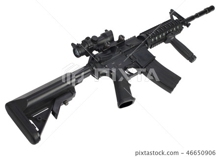 M4 Carbine with ACOG optic and a foregrip isolated M4 Carbine with ACOG optic and a foregrip isolated 46650906