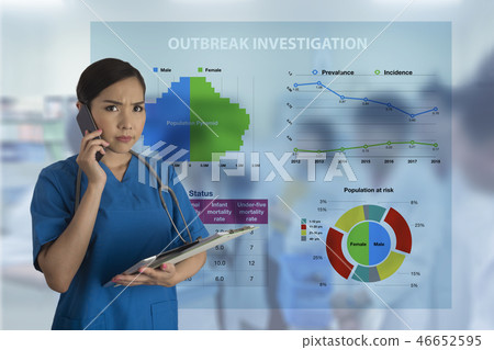 Doctor with health statistics charts on background 46652595