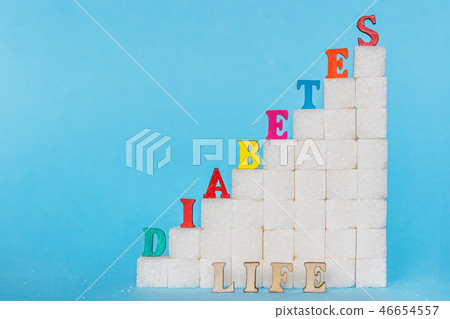 Word diabetes on ladder refined sugar Сoncept 46654557