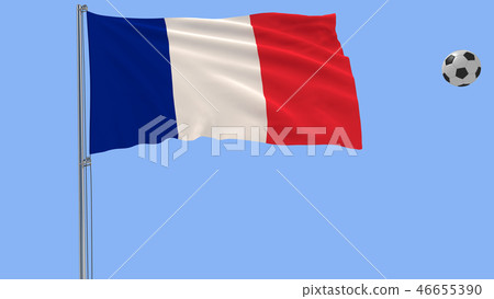 Realistic fluttering flag France and soccer ball 46655390