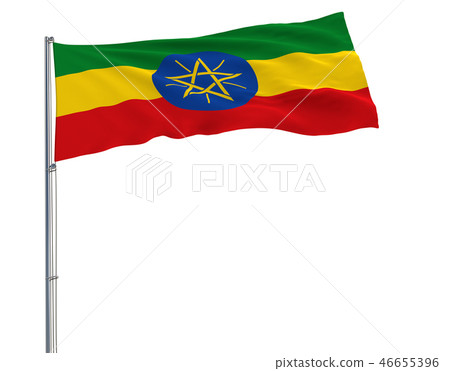 Flag of Ethiopia on the flagpole fluttering 46655396