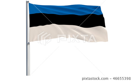 Isolate flag of Estonia on a flagpole fluttering 46655398