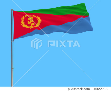 Flag of Eritrea on the flagpole fluttering 46655399