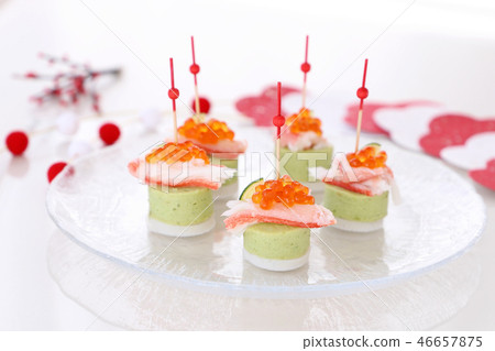 Avocado mousse and kamaboko pinchos 46657875