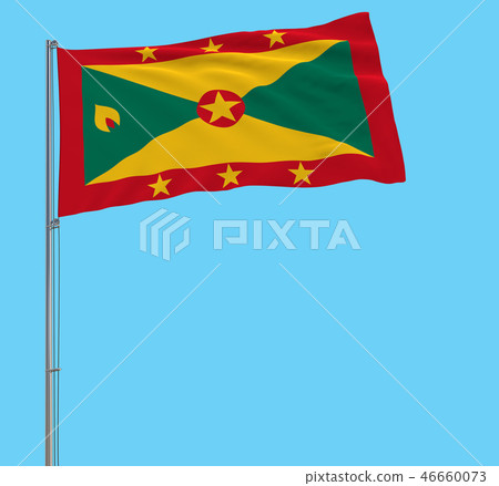 Isolate large cloth of Grenada on a flagpole 46660073
