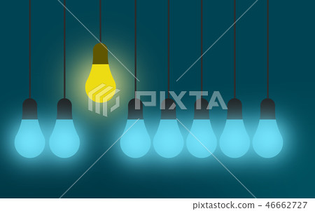 Idea concept with light bulbs on blue background - Stock Illustration ...