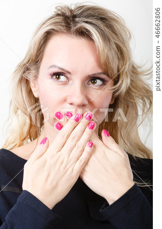 Stressed and worried blonde woman 46662806