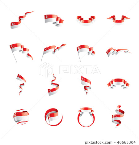 Singapore flag, vector illustration on a white background. Singapore flag, vector illustration on a white background. 46663304