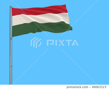 Isolate flag of Hungary on a flagpole fluttering 46663523