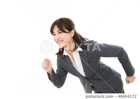 Business woman dash economic recovery rising surplus Business woman dash economic recovery rising surplus 46664172