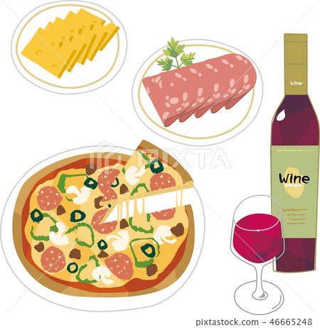 Wine and hors d'oeuvres - Stock Illustration [46665248] - PIXTA