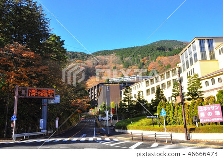 Hakone Kowakien Yunessun near intersection and blue sky 46666473