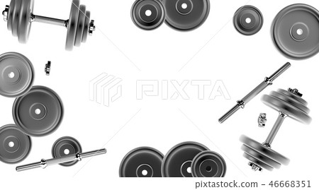 3D rendering of a dumbbell for sports. Bodybuilding equipment 3D rendering of a dumbbell for sports. Bodybuilding equipment 46668351