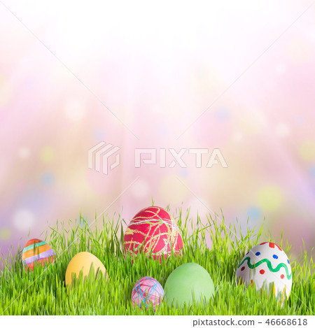 Easter Eggs in Grass 46668618