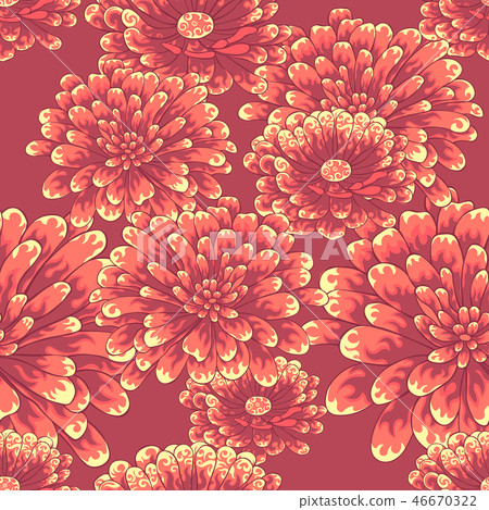 Seamless pattern with orange flowers - Stock Illustration [46670322 ...