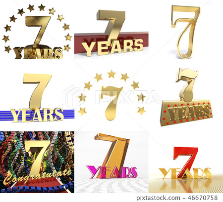 Set of number seven years celebration Set of number seven years celebration 46670758