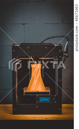 3D printer working close up. Automatic three dimensional 3d prin 46671063