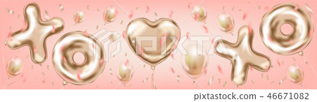 Valentines Gold Coral header with XOXO lettering 46671082