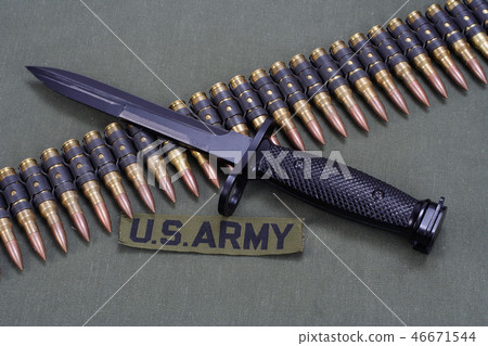 bayonet and ammunition belt on US ARMY uniform bayonet and ammunition belt on US ARMY uniform 46671544