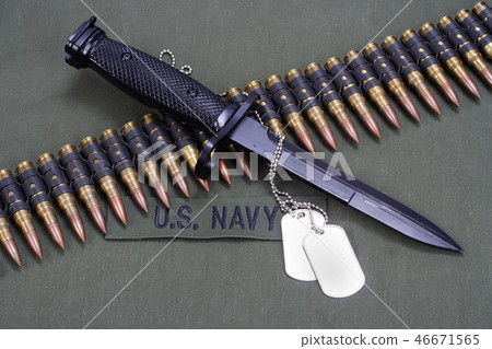 ammunition belt with dog tags on US NAVY uniform ammunition belt with dog tags on US NAVY uniform 46671565