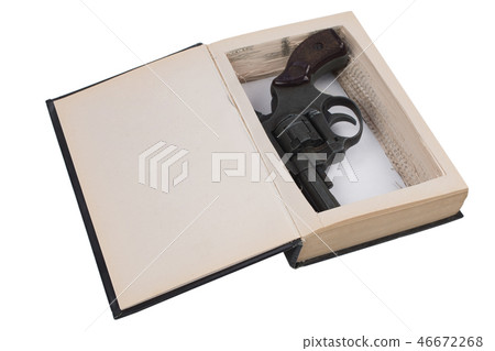 revolver gun hidden in a book 46672268