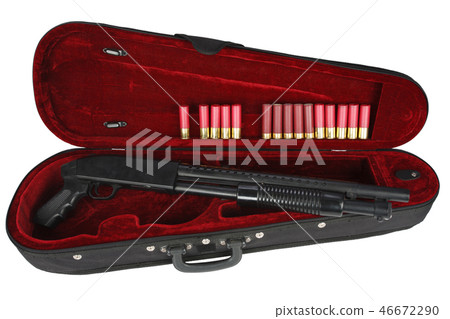 shotgun with cartridges in violin case 46672290