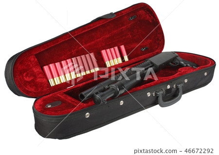shotgun with cartridges in violin case shotgun with cartridges in violin case 46672292