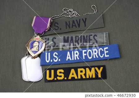 US military concept with Purple Heart award US military concept with Purple Heart award 46672930