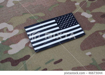 US ARMY flag patch on US ARMY camouflage uniform US ARMY flag patch on US ARMY camouflage uniform 46673044