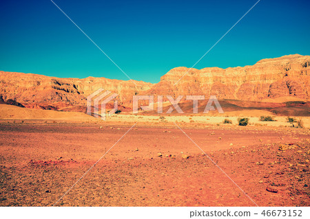 Mountain desert landscape. Desert Arava, Israel Mountain desert landscape. Desert Arava, Israel 46673152