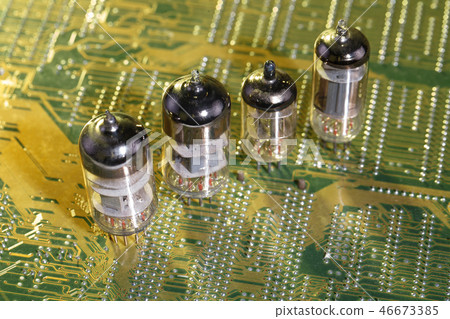 Electronic vacuum tube on circuit board 46673385