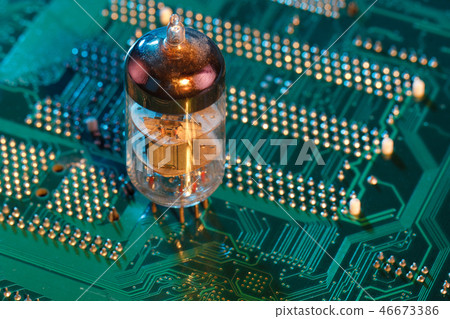 Electronic vacuum tube on circuit board 46673386