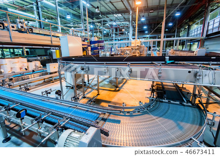 Industrial interior of soft drinks factory with tubes Industrial interior of soft drinks factory with tubes 46673411