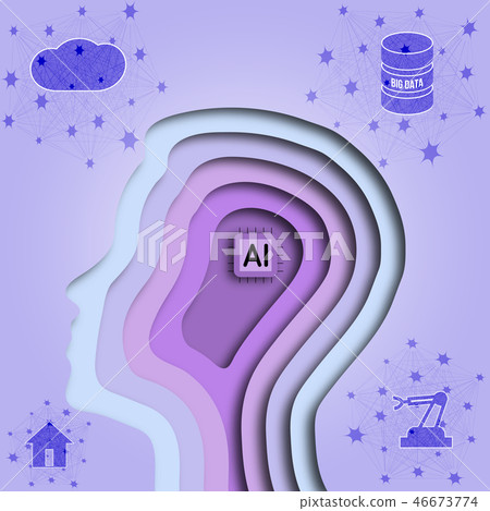 face silhouette concept of Artificial Intelligence face silhouette concept of Artificial Intelligence 46673774