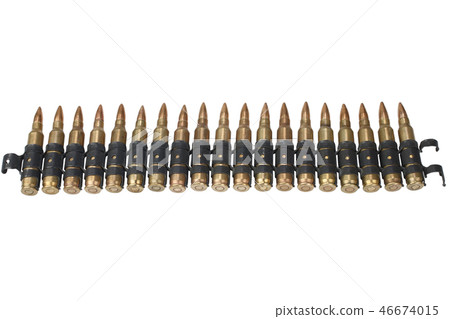 5.56mm NATO ammunition belt on white 5.56mm NATO ammunition belt on white 46674015