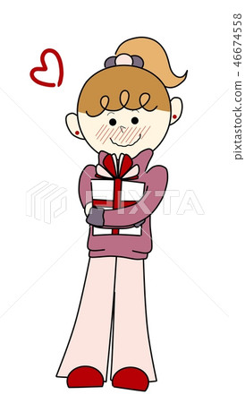 Girl holding a present Girl holding a present 46674558