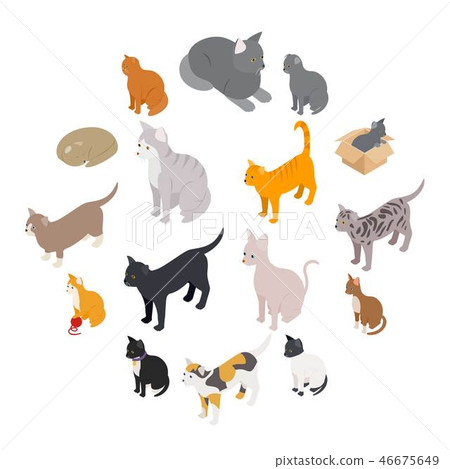 Cat icons set, isometric 3d style 46675649
