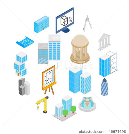Architecture Icons set, isometric 3d style Architecture Icons set, isometric 3d style 46675698
