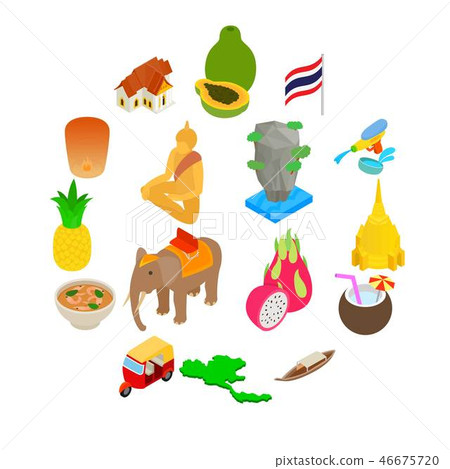 Thailand icons set, isometric 3d style 46675720