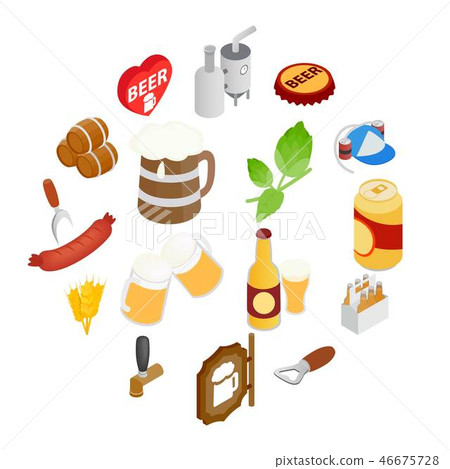 Beer icons set, isometric 3d style 46675728