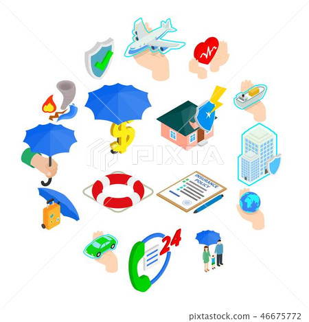 Insurance Icons set, isometric 3d style 46675772