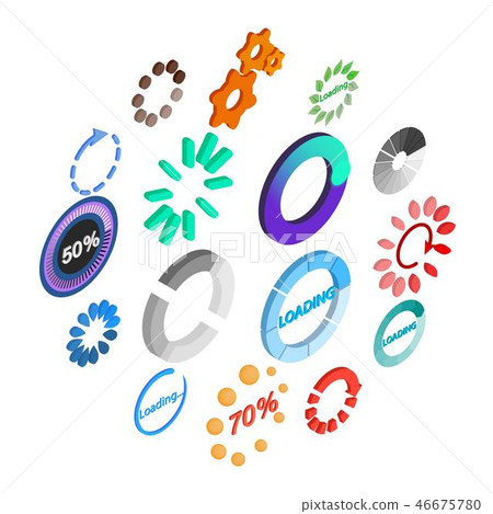Loading icons set, isometric 3d style - Stock Illustration [46675780 ...