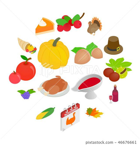 Thanksgiving day isometric 3d icons 46676661