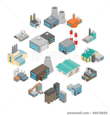 Industrial building factory icons 46676689