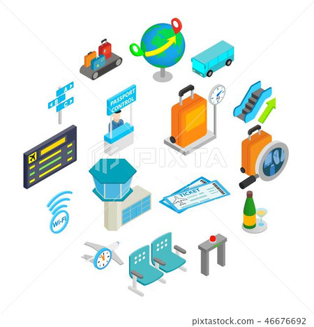 Airport isometric 3d icons Airport isometric 3d icons 46676692