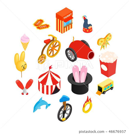 Circus isometric 3d icons set Circus isometric 3d icons set 46676937