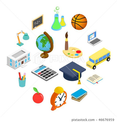 Education isometric 3d icons set - Stock Illustration [46676959] - PIXTA