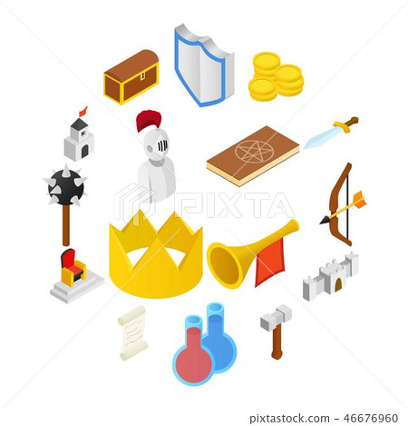 Medieval isometric 3d icons set Medieval isometric 3d icons set 46676960