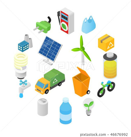Ecology isometric 3d icons Ecology isometric 3d icons 46676992